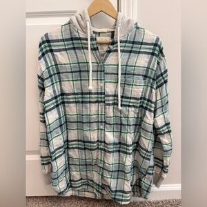 American Eagle Plaid Hooded Shirt